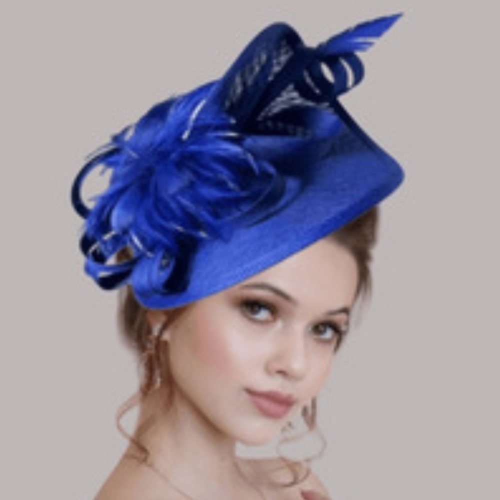 🐎NEW! SHOW STOPPER! Gorgeous Royal Blue Kentucky Derby Hat